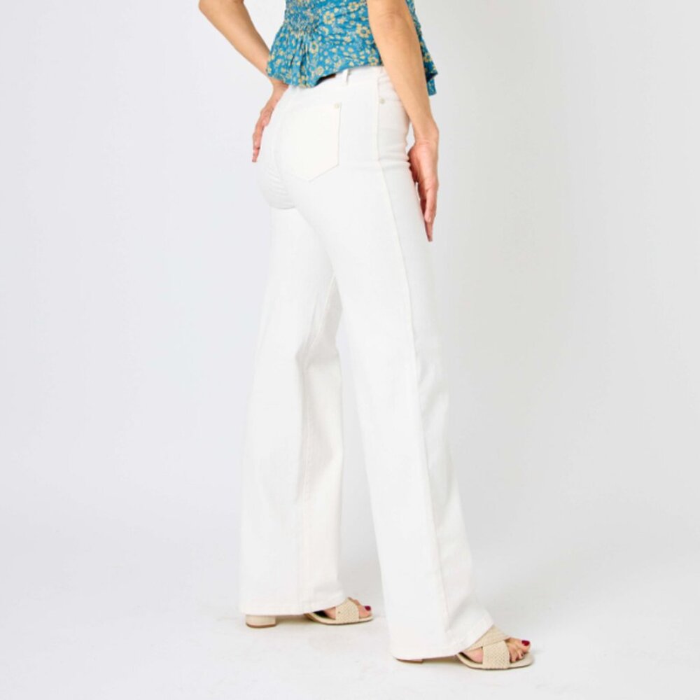 Judy Blue White High-Rise Wide Leg Jeans